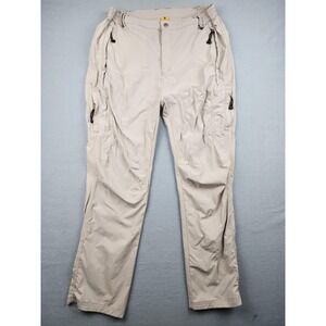 Outdoorsports Pants Mens 40x30 Beige Nylon Cargo Elastic Waist Travel Hiking